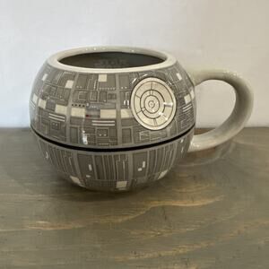 Star Wars Death Star 20oz Ceramic Mug Sculpted With Handle Disney Cup Gray HTF